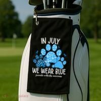 Funny We Wear Blue Dog Cat Paw Juvenile Arthritis Awareness Gift Golf Towel thumb 2
