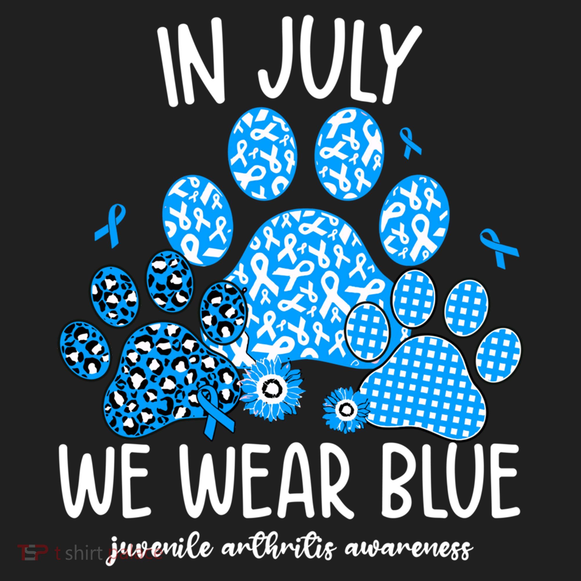 Funny We Wear Blue Dog Cat Paw Juvenile Arthritis Awareness Gift Golf Towel