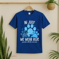 Funny We Wear Blue Dog Cat Paw Juvenile Arthritis Awareness Gift T-Shirt thumb 2