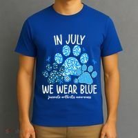 Funny We Wear Blue Dog Cat Paw Juvenile Arthritis Awareness Gift T-Shirt thumb 3