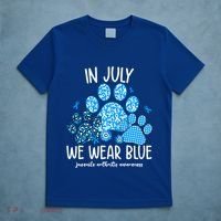 Funny We Wear Blue Dog Cat Paw Juvenile Arthritis Awareness Gift T-Shirt thumb 5