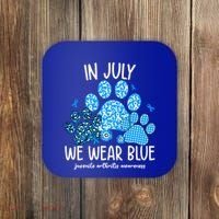 Funny We Wear Blue Dog Cat Paw Juvenile Arthritis Awareness Gift Coaster thumb 0