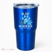 Funny We Wear Blue Dog Cat Paw Juvenile Arthritis Awareness Gift Tumbler thumb 0
