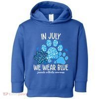 Funny We Wear Blue Dog Cat Paw Juvenile Arthritis Awareness Gift Toddler Hoodie thumb 0