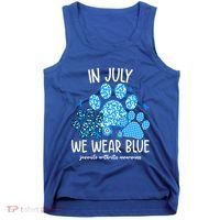 Funny We Wear Blue Dog Cat Paw Juvenile Arthritis Awareness Gift Tank Top thumb 0