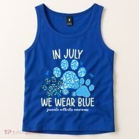Funny We Wear Blue Dog Cat Paw Juvenile Arthritis Awareness Gift Tank Top thumb 2