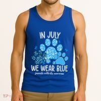 Funny We Wear Blue Dog Cat Paw Juvenile Arthritis Awareness Gift Tank Top thumb 3