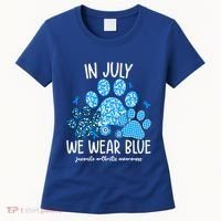 Funny We Wear Blue Dog Cat Paw Juvenile Arthritis Awareness Gift Women's T-Shirt thumb 0