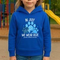 Funny We Wear Blue Dog Cat Paw Juvenile Arthritis Awareness Gift Kids Hoodie thumb 3