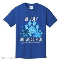 Funny We Wear Blue Dog Cat Paw Juvenile Arthritis Awareness Gift Kids T-Shirt thumb 0