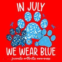 Funny We Wear Blue Dog Cat Paw Juvenile Arthritis Awareness Gift Santa Hat thumb 1