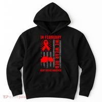 February We Wear Red American Flag Heart Disease Awareness Hoodie thumb 0