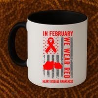 February We Wear Red American Flag Heart Disease Awareness Coffee Mug thumb 2