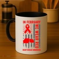 February We Wear Red American Flag Heart Disease Awareness Coffee Mug thumb 4