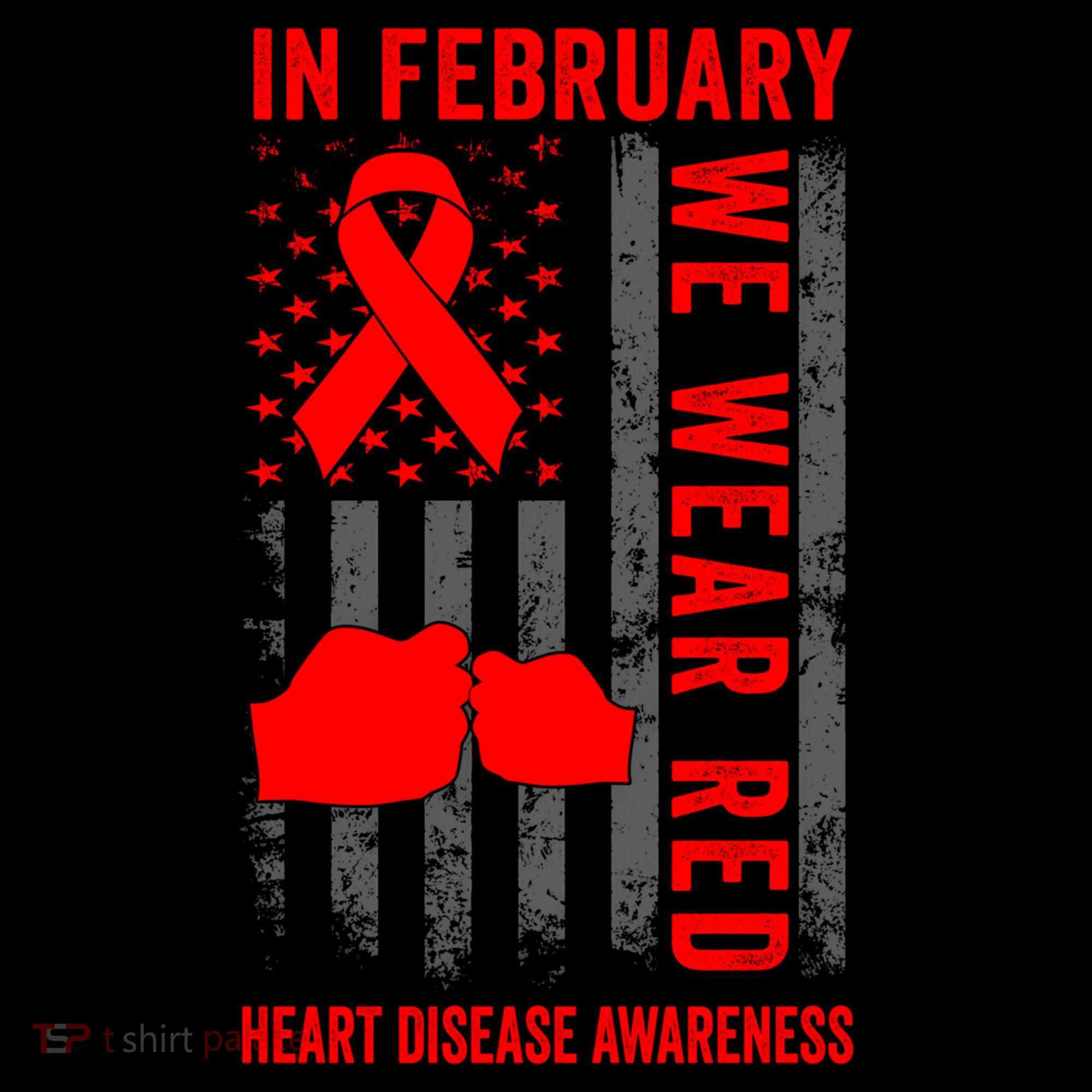 February We Wear Red American Flag Heart Disease Awareness Coffee Mug