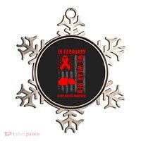February We Wear Red American Flag Heart Disease Awareness Ornament thumb 0