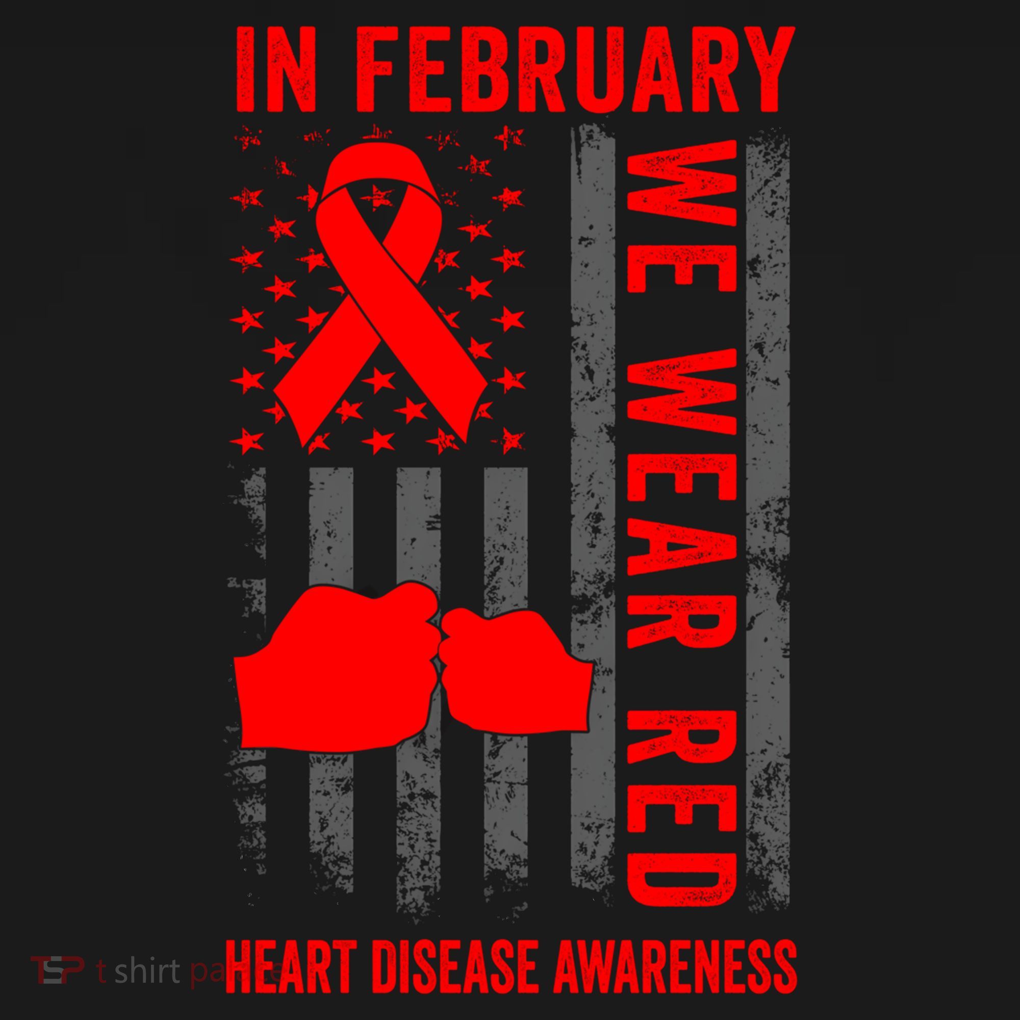 February We Wear Red American Flag Heart Disease Awareness Ornament