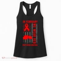 February We Wear Red American Flag Heart Disease Awareness Women's Tank Top thumb 0