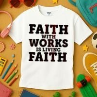 Faith With Works Is Living Faith Kids T-Shirt thumb 3