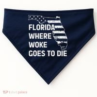 Florida Where Woke Goes To Die Funny Retro USA-Made Doggie Bandana thumb 0