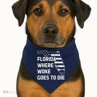Florida Where Woke Goes To Die Funny Retro USA-Made Doggie Bandana thumb 1