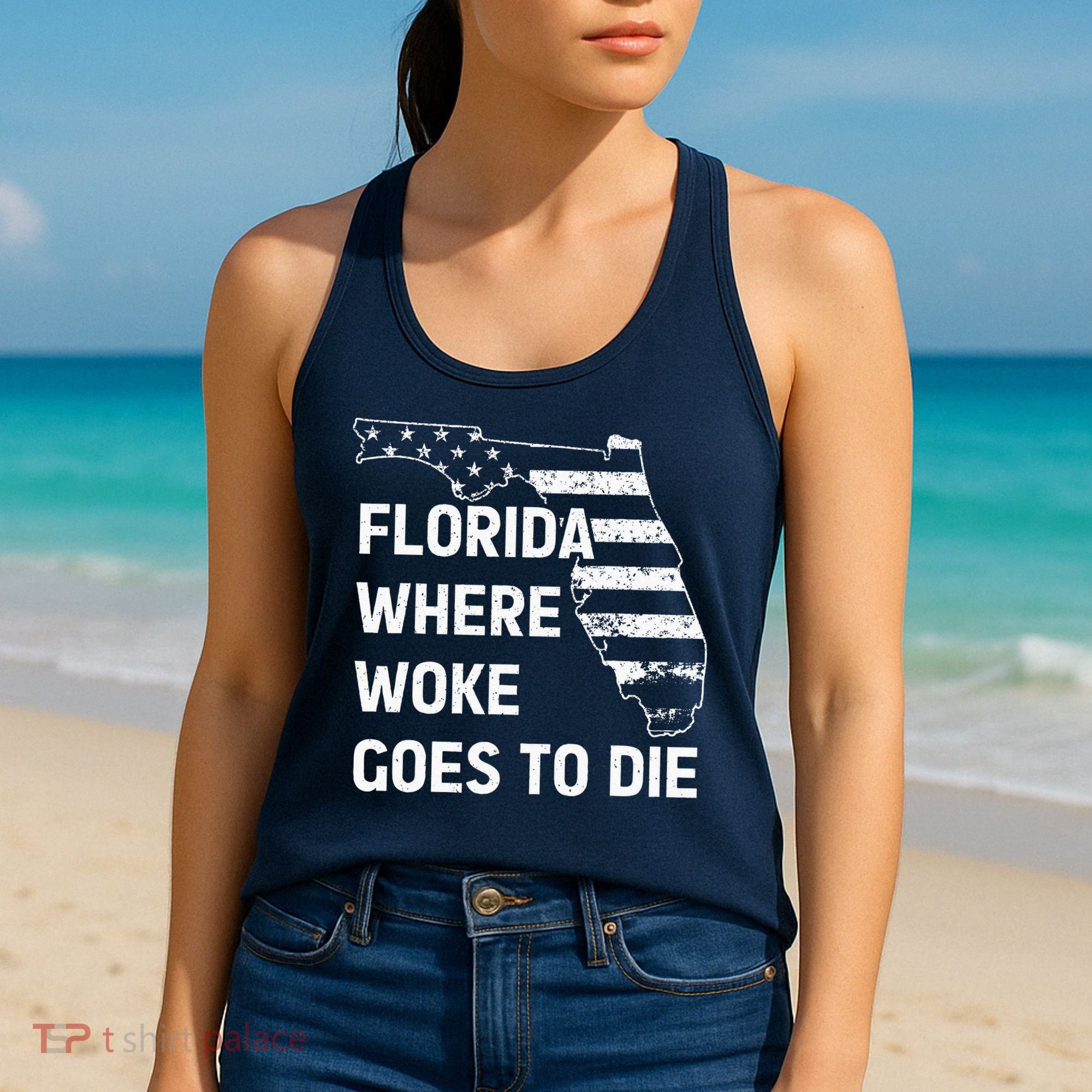 Florida Where Woke Goes To Die Funny Retro Women's Tank Top
