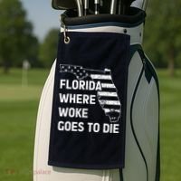 Florida Where Woke Goes To Die Funny Retro Golf Towel thumb 2
