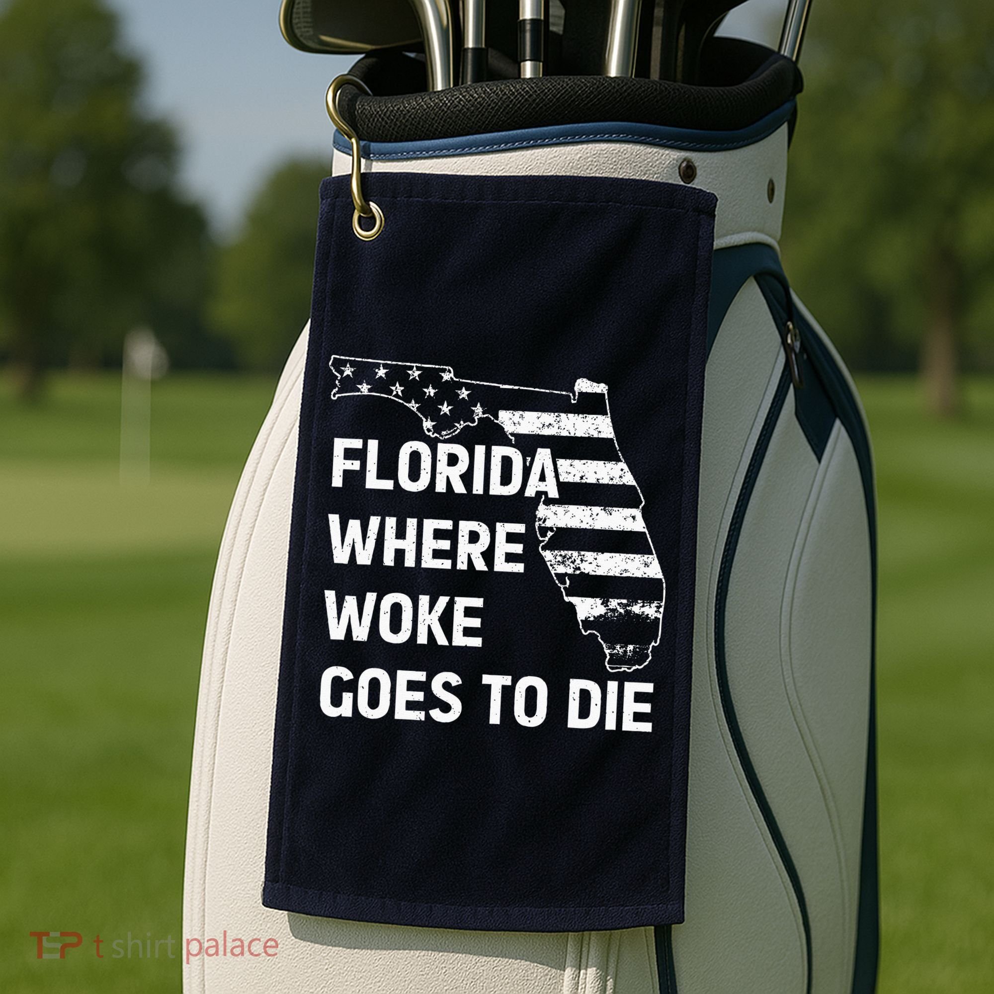 Florida Where Woke Goes To Die Funny Retro Golf Towel