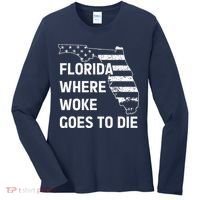 Florida Where Woke Goes To Die Funny Retro Women's Long Sleeve Shirt thumb 0