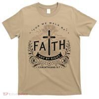 For We Walk Faith Not By Sight Christian Bible Verse T-Shirt thumb 0