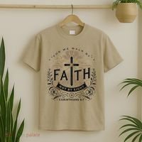 For We Walk Faith Not By Sight Christian Bible Verse T-Shirt thumb 2