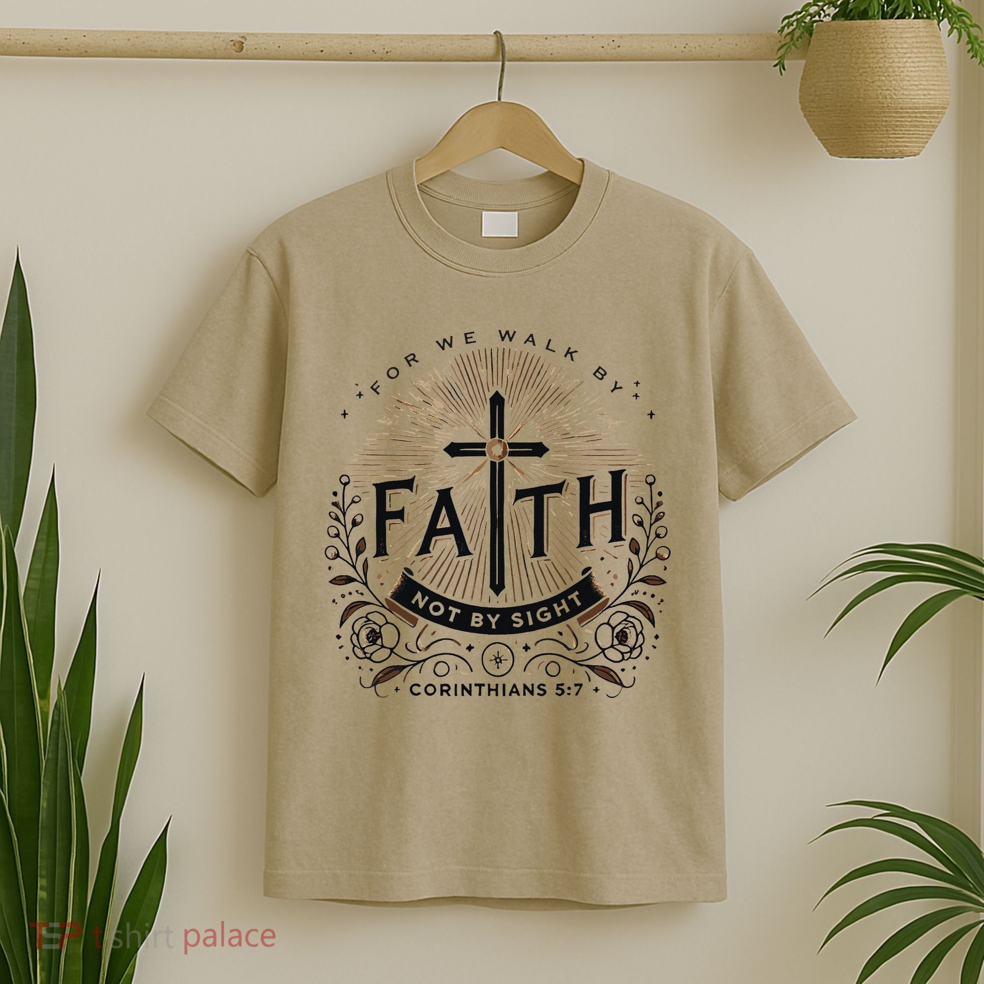 For We Walk Faith Not By Sight Christian Bible Verse T-Shirt
