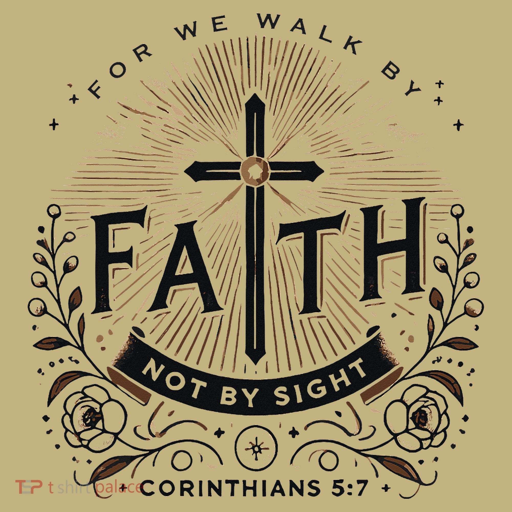 For We Walk Faith Not By Sight Christian Bible Verse T-Shirt