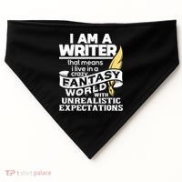 Fantasy World With Unrealistic Expectations Author Writer USA-Made Doggie Bandana thumb 0