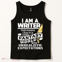 Fantasy World With Unrealistic Expectations Author Writer Tank Top thumb 2