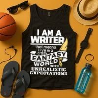 Fantasy World With Unrealistic Expectations Author Writer Tank Top thumb 4
