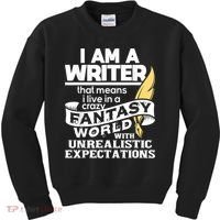 Fantasy World With Unrealistic Expectations Author Writer Kids Sweatshirt thumb 0