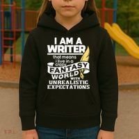 Fantasy World With Unrealistic Expectations Author Writer Kids Hoodie thumb 3