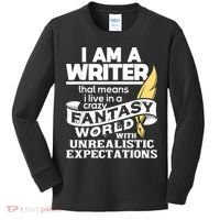 Fantasy World With Unrealistic Expectations Author Writer Kids Long Sleeve Shirt thumb 0