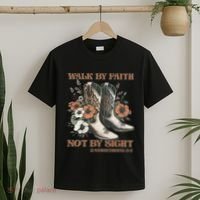 Faith We Walk By Faith Not By Sight Christian T-Shirt thumb 2