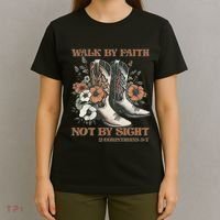 Faith We Walk By Faith Not By Sight Christian T-Shirt thumb 4