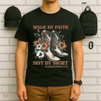 Faith We Walk By Faith Not By Sight Christian T-Shirt thumb 6