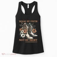 Faith We Walk By Faith Not By Sight Christian Women's Tank Top thumb 0