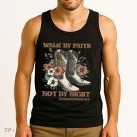Faith We Walk By Faith Not By Sight Christian Tank Top thumb 3