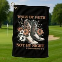 Faith We Walk By Faith Not By Sight Christian Golf Towel thumb 1