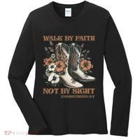 Faith We Walk By Faith Not By Sight Christian Women's Long Sleeve Shirt thumb 0