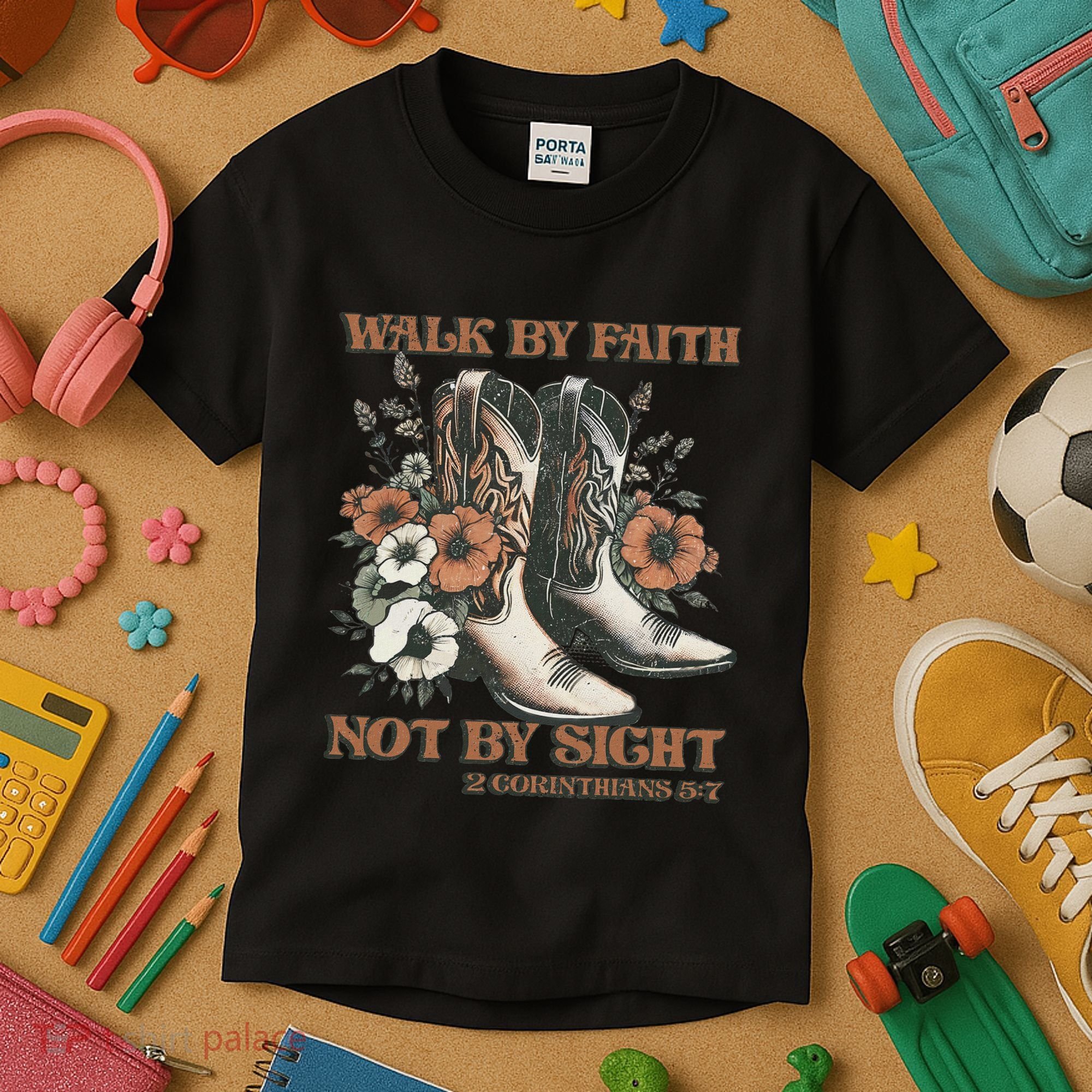 Faith We Walk By Faith Not By Sight Christian Kids T-Shirt