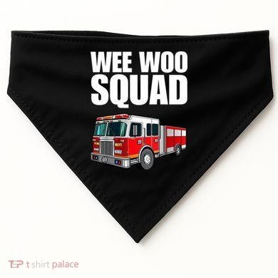 Funny Wee Woo Squad Fire Truck Design USA-Made Doggie Bandana