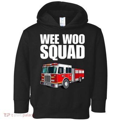 Funny Wee Woo Squad Fire Truck Design Toddler Hoodie