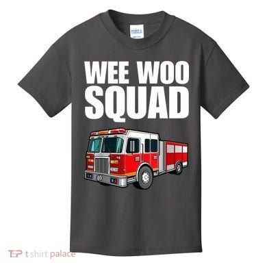 Funny Wee Woo Squad Fire Truck Design Kids T-Shirt